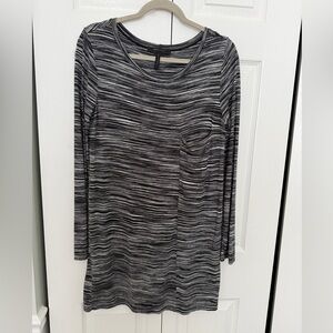 BCBGMaxAzria Black and Gray Striped Mini Dress